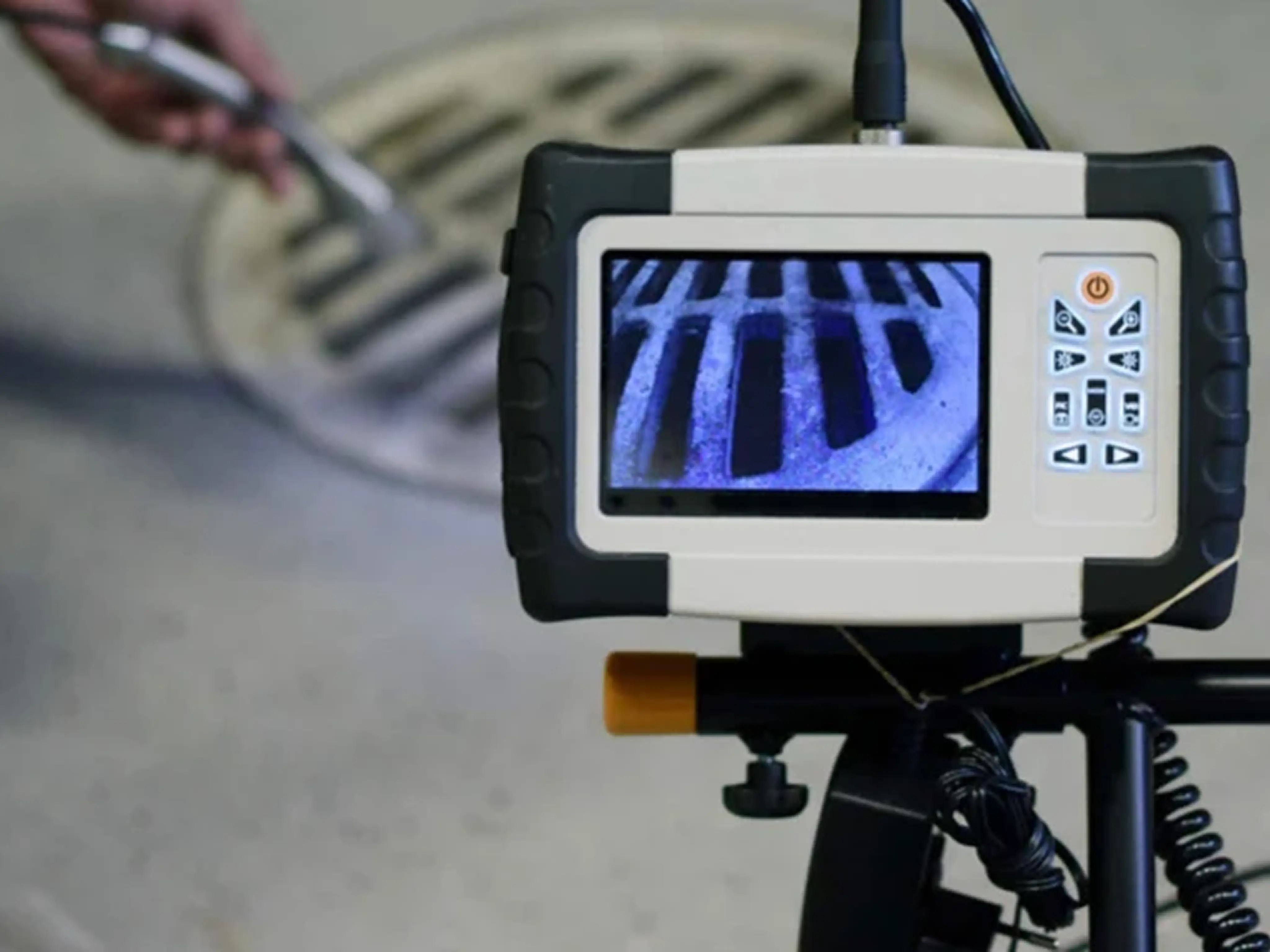 Technician preparing pipe relining